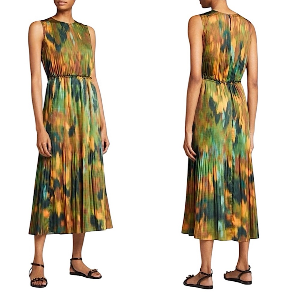 Lafayette 148 New York Levana Pleated Midi Dress size M